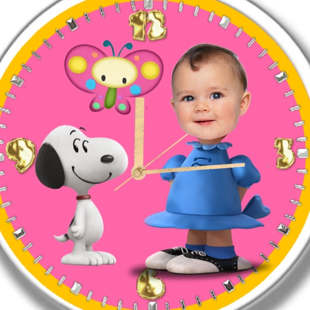 Baby Girl Pink Picture Wall Clock Personalized With Your Kid's Picture.